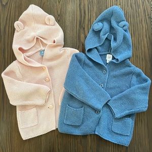 🍃LIKE NEW! BabyGap Baby Bear Hooded Cardigan Set of 2